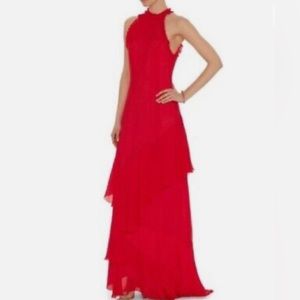 NWT INTERMIX STACIE RED SILK RUFFLE DRESS